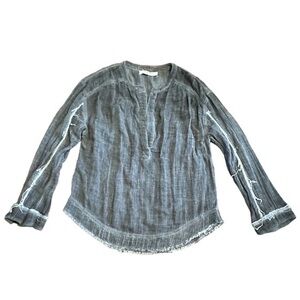 We the Free People Top long sleeved distressed oversized raw edges black - small